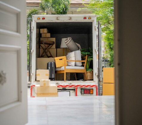moving truck being loaded with self storage items