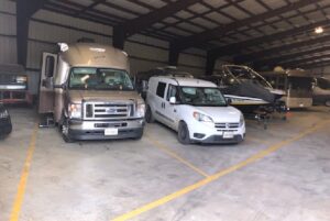 vehicles parked in an indoor storage facility in Roanoke texas