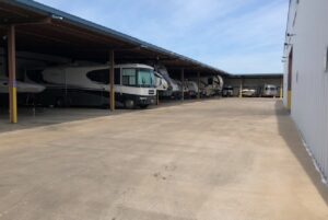 boats and rv's under covered outdoor storage in roanoke texas