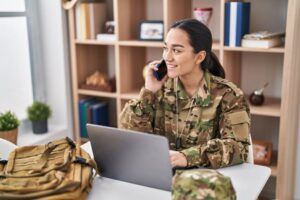 female in the army searching for a military storage discount