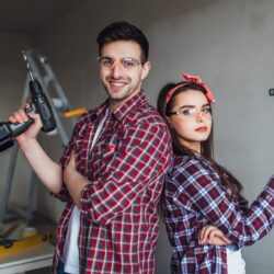 couple using self storage for diy projects