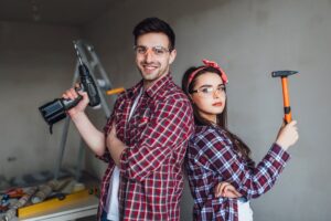 couple using self storage for diy projects