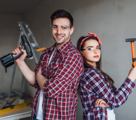 couple using self storage for diy projects